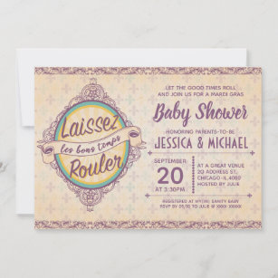 Elegant New Orleans Mardi Gras Baby Shower Invitation
