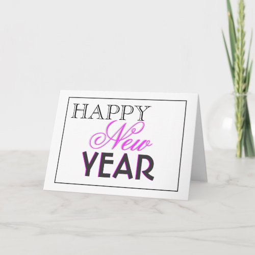 Elegant New Year black pink Holiday Card