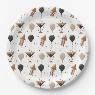 Elegant New Year Celebration Party Pattern Paper Plates