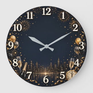 Elegant New Year Celebration Wall Clock