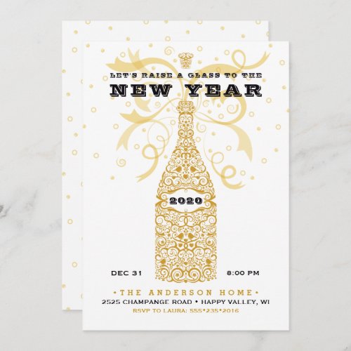 Elegant New Year Champagne Party Invitation