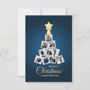 Elegant New Year & Christmas Tree 10 Family Photo Thank You Card