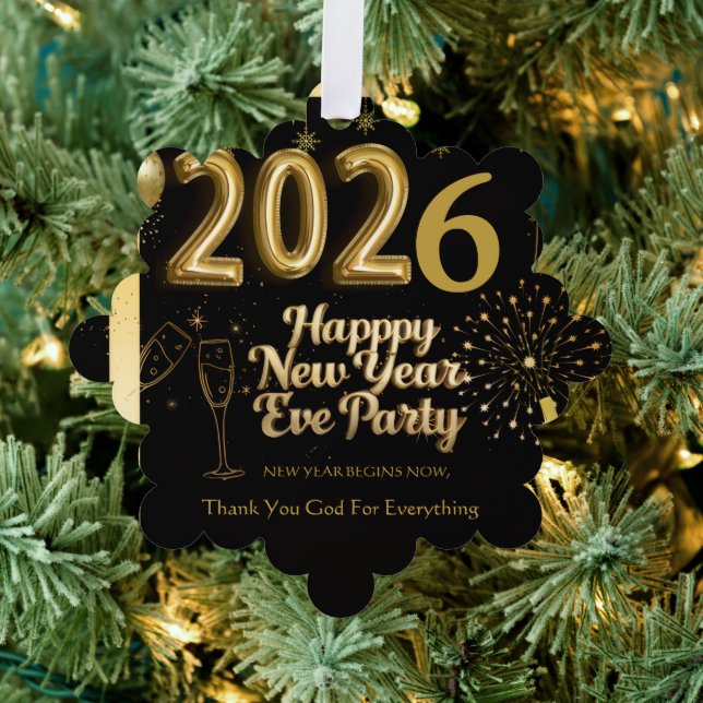 Elegant New Year Eve Paper Ornament Card (Insitu (Tree))