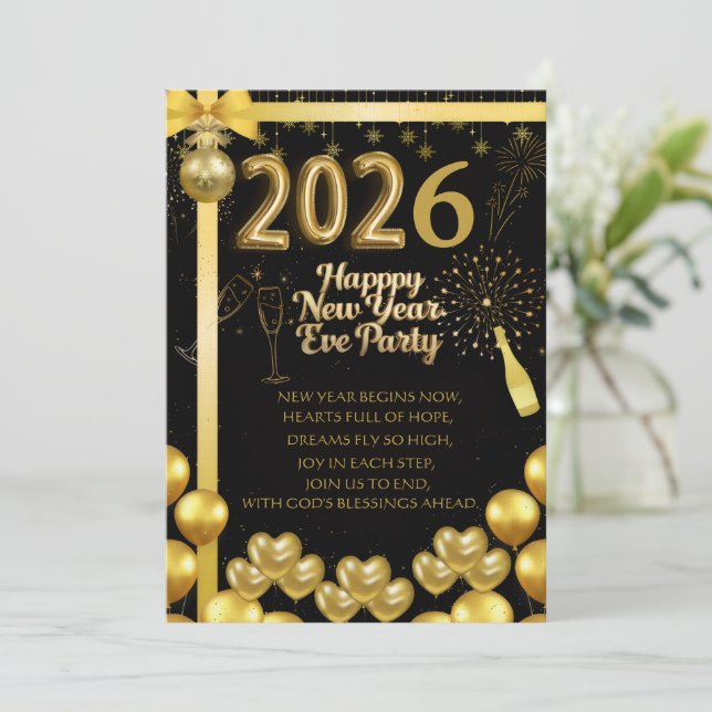 Elegant New Year Eve Party Invitation Card (Standing Front)