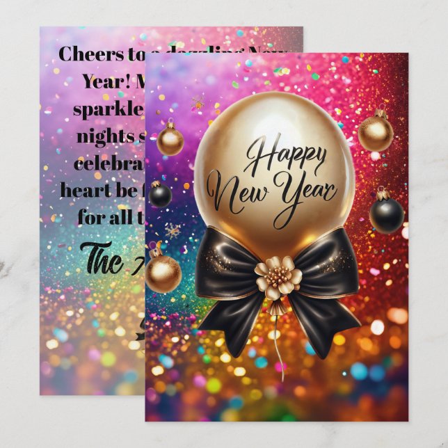 Elegant New Year Greeting  Holiday Card (Front/Back)