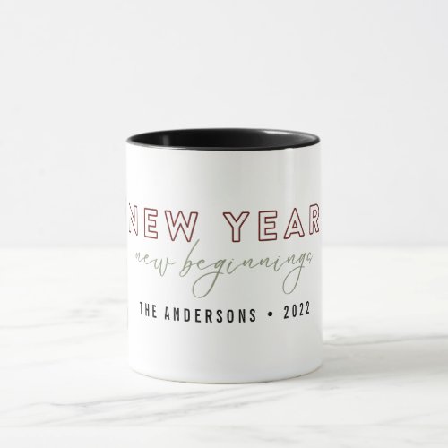 Elegant New Year New Beginnings Two Photo Custom Mug
