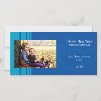 Elegant New Year Photo Card - Blue by Lowschmaltz at Zazzle