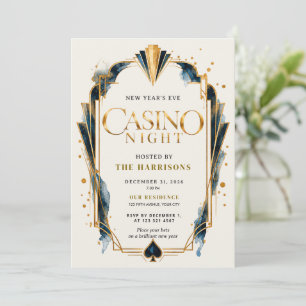 Elegant New Year’s Eve Casino Night Art Deco Invitation