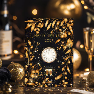 Elegant New Year’s Eve Party Invitation Gold Black