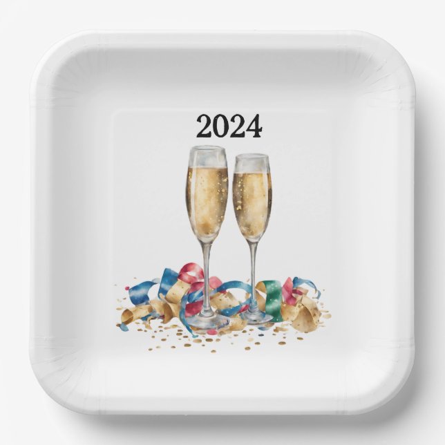 Elegant New Year’s Eve Party Paper Plates (Front)