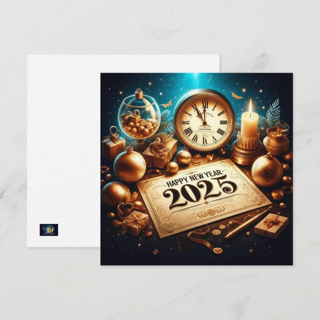 Elegant New Year's Eve 2025 Celebration Holiday Card (Front/Back)