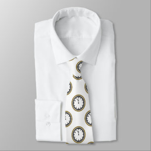 Elegant New Years Eve clock pattern tie