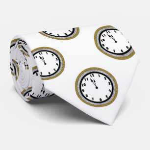 Elegant New Years Eve clock pattern tie