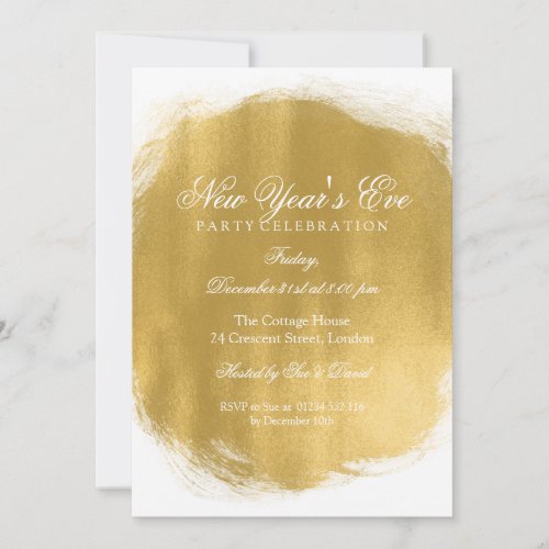 Elegant New Years Eve Gold Paint Look Invitation