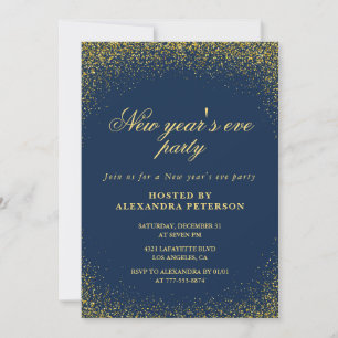 Elegant New year's eve invitation Gold Navy Glam