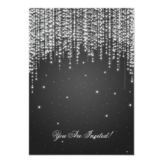 Elegant  New Years Eve Night Dazzle Black Invitation