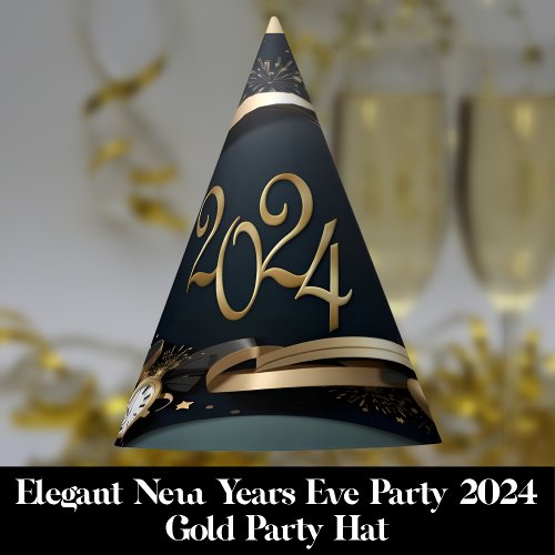 Elegant New Years Eve Party 2024 Gold Party Hat