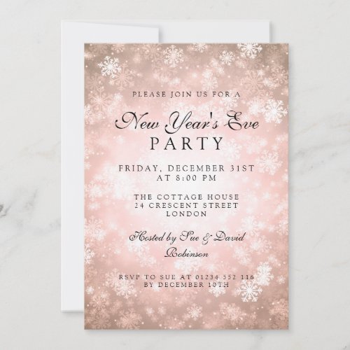 Elegant New Years Eve Party Copper Winter Invitation