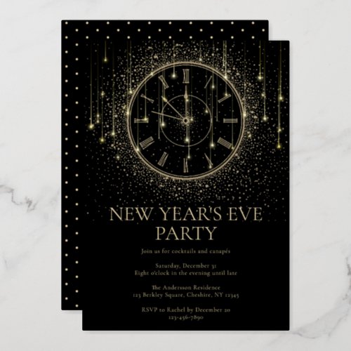 Elegant New Years Eve Party Foil Invitation
