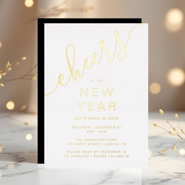 Elegant New Year's Eve Party Gold Foil Invitation (Elegant New Year's Eve Party Gold Foil Invitation)