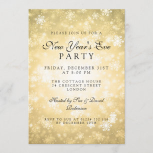 Elegant New Years Eve Party Gold Winter Invitation