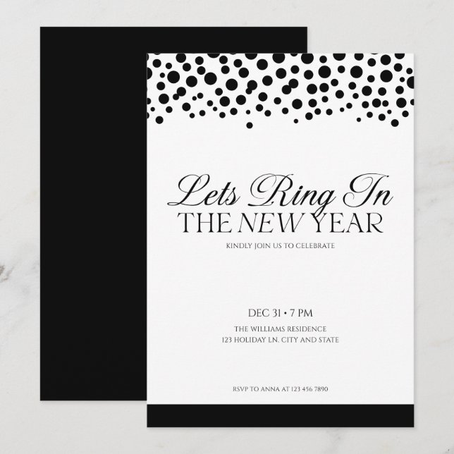 Elegant New Years Eve Party Invitation (Front/Back)