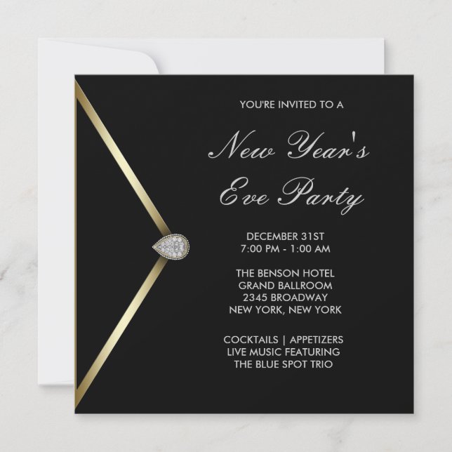 Elegant New Years Eve Party Invitation (Front)