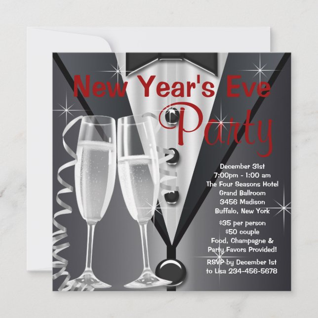 Elegant New Years Eve Party Invitation (Front)