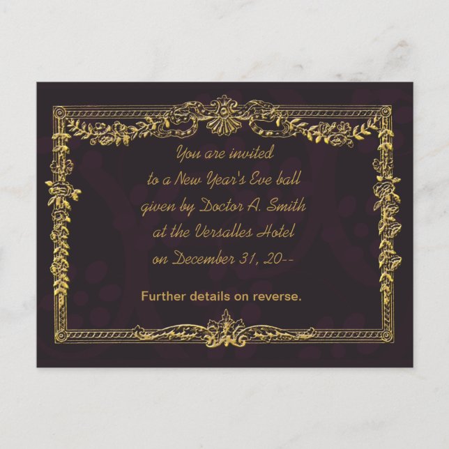 Elegant New Year's Eve Party Invitations (Front)