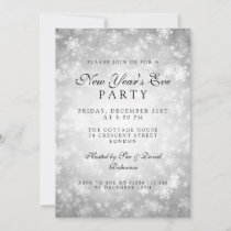 Elegant New Years Eve Party Silver Winter Invitation