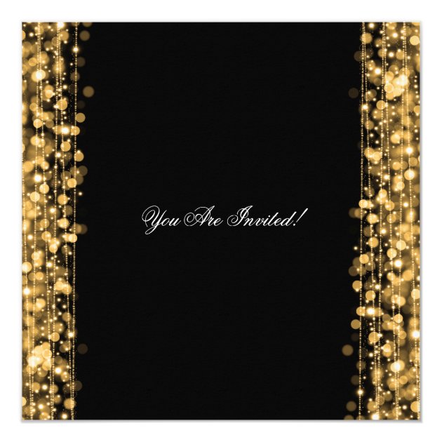 Elegant New Years Eve Party Sparkles Gold Invitation