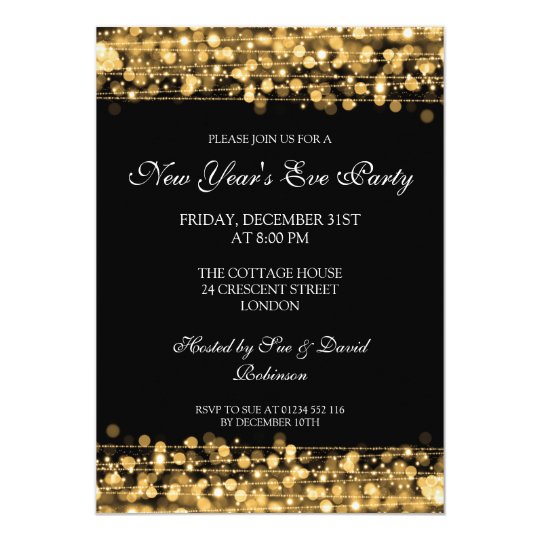 invitation birthday letter 60th party for Gold Sparkles  Years Elegant New Eve Card Zazzle.com Party