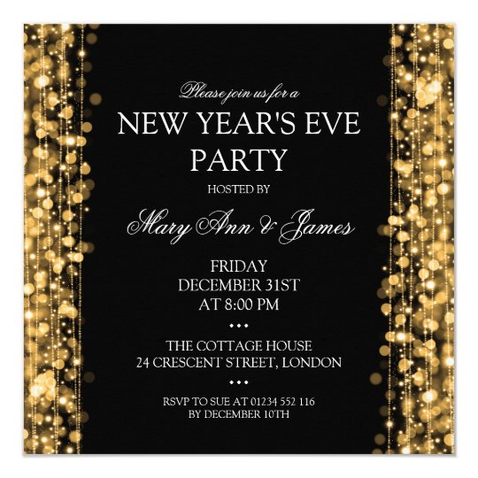 elegant new years eve party sparkles gold invitation zazzle com
