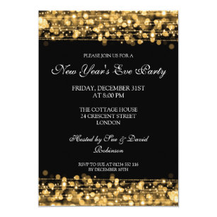 New Years Eve Wedding Invitations Zazzle Elegant New Years Eve Party Sparkles Gold Invitation