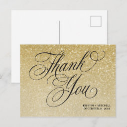 Elegant New Years Eve Wedding Thank You Postcard | Zazzle