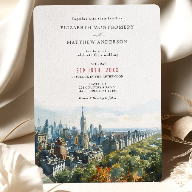 Elegant New York City Skyline Wedding Invitation (Creator Uploaded)
