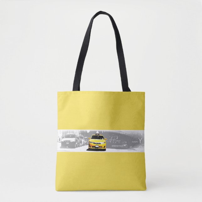 Elegant New York Nyc Brooklyn Bridge Yellow Taxi Tote Bag (Front)