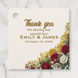 Elegant New York Rose Blossom Wedding Favor Tag
