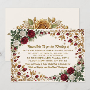 Elegant New York Rose Blossom Wedding Invitation