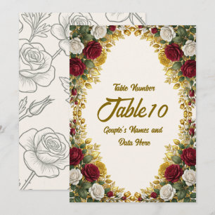 Elegant New York Rose Blossom Wedding Table Number