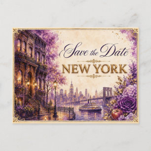 Elegant New York Save the Date Wedding Invitation Postcard
