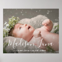 Elegant Newborn Girl Birth Baby Photo Nursery Poster