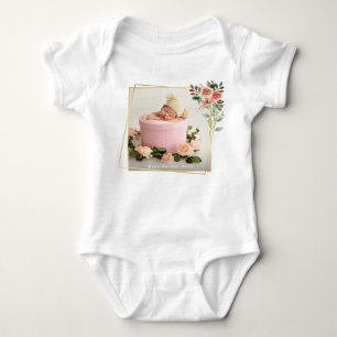 Elegant Newborn Girl Birth Photo Nursery  Baby Bodysuit