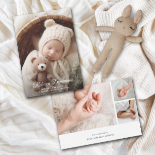 Elegant Newborn Photo Collage Birth Announcement