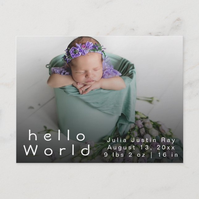 Elegant Newborn Photo Collage Birth Announcements (Front)