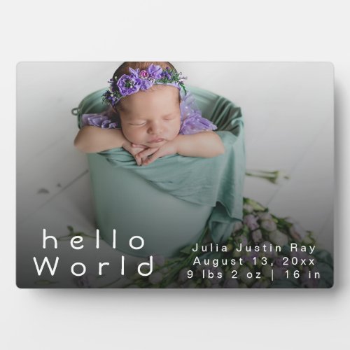 Elegant Newborn Photo Collage Birth Announcements Plaque