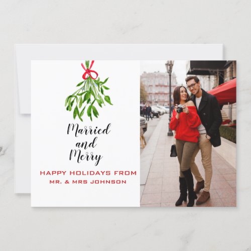 Elegant Newly wed watercolor photo card