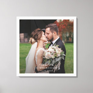 Elegant Newlywed Couple Wedding Photo Monogram Canvas Print