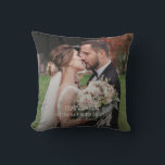 Elegant Newlywed Couple Wedding Photo Monogram Throw Pillow<br><div class="desc">Immerse yourself in the beauty of your favorite moments as they come to life on a throw pillow. Whether it's a heartfelt family portrait,  a breathtaking landscape,  or a snapshot of a special occasion,  our custom prints capture the essence of your memories</div>