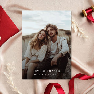 Elegant Newlywed Love and Thanks Wedding Photo Holiday Card